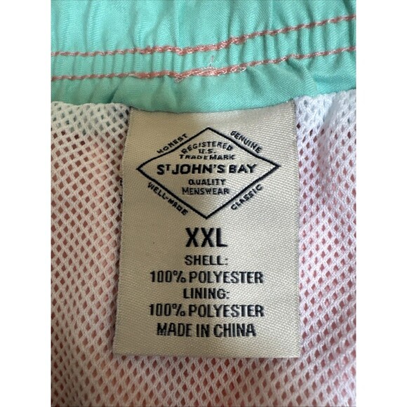 St Johns Bay Men's Swim Shorts Coral Escape Strip Size XXL Mesh Lining - NWT - Picture 3 of 8